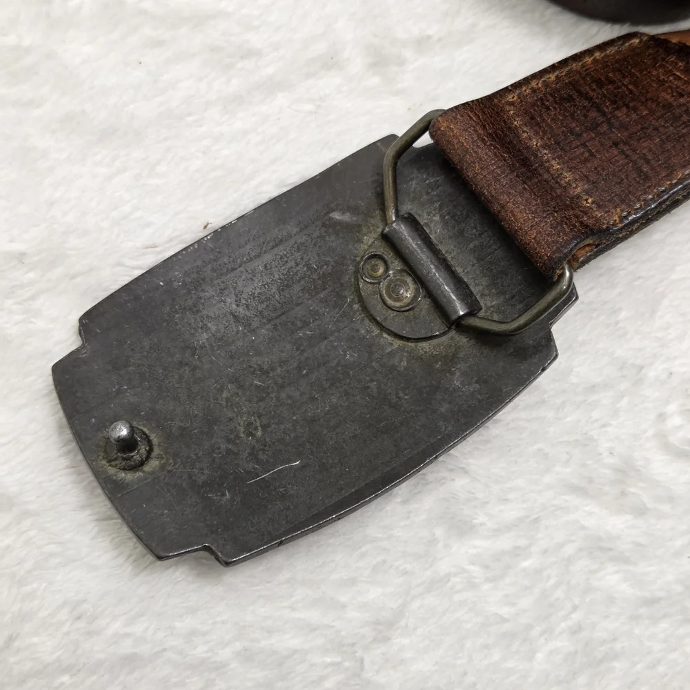 Diesel Vintage Dark Brown Belt with Distressed Silver Buckle Size‎ 36